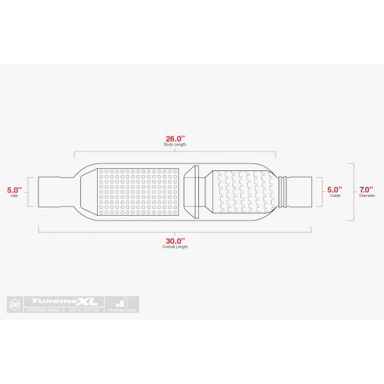 AT5050XL - Aero Exhaust TurbineXL 5" Resonated Muffler AT5050XL - Aero Exhaust TurbineXL 5" Resonated Muffler