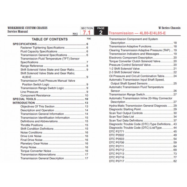2007-2009 Workhorse W-Series Hydra-Matic (4L80-E & 4L85-E) Transmission Service Manual Download