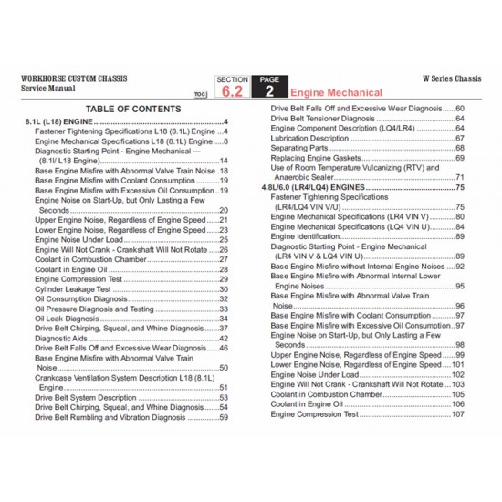 2007-2009 Workhorse W-Series Engine Mechanical Service Manual Download 2007-2009 Workhorse W-Series Engine Mechanical Service Manual Download