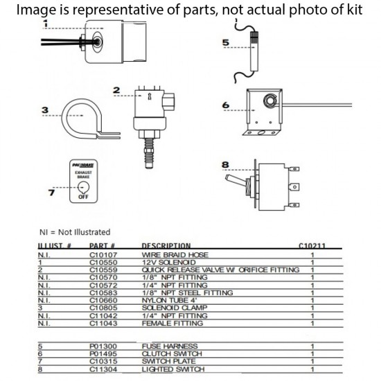 PacBrake C10218 Standard Exhaust Brake Control Group with Lighted Toggle for Cummins ISB, ISC & ISL