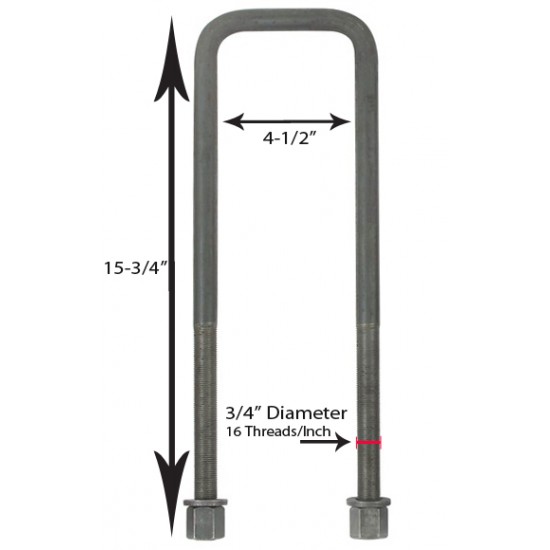 Roadmaster Sway Bar Extended U-Bolt Kit for Ford F53 with Square Top Style (Part # 590050-00)